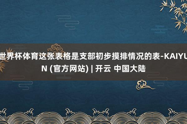 世界杯体育这张表格是支部初步摸排情况的表-KAIYUN (官方网站) | 开云 中国大陆