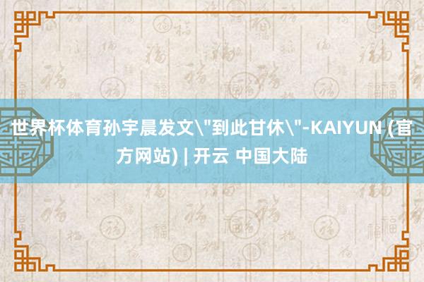 世界杯体育孙宇晨发文