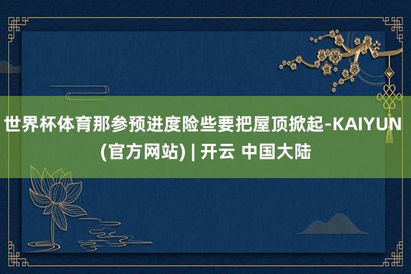 世界杯体育那参预进度险些要把屋顶掀起-KAIYUN (官方网站) | 开云 中国大陆